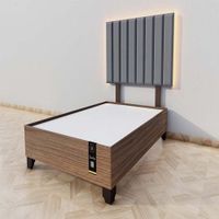 Dormitorio Enns + Cabecera Led Córdoba 1.5 plz - Gis Oscuro y Catania