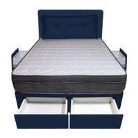 Dormitorio Turin + 4 Cajones 1.5 Plz + Cabecera + Cojin - Azul Marino