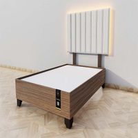 Dormitorio Enns + Cabecera Led Córdoba 1.5 plz - Beige Claro y Catania
