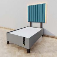 Dormitorio Enns + Cabecera Led Córdoba 1.5 plz - Cobalto y Gris grafito