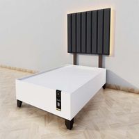 Dormitorio Enns + Cabecera Led Córdoba 1.5 plz - Negro y Blanco