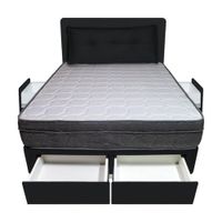 Dormitorio Turin + 4 Cajones 1.5 Plz + Cabecera + Cojin - Negro
