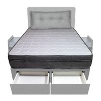 Dormitorio Turin + 4 Cajones 1.5 Plz + Cabecera + Cojin - Gris Claro