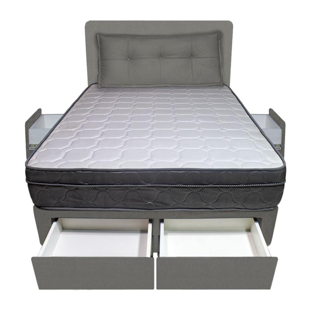 Dormitorio Turin + 4 Cajones 1.5 Plz + Cabecera + Cojin - Gris Oscuro Dormitorio Turin + 4 Cajones 1.5 Plz + Cabecera + Cojin - Gris Oscuro