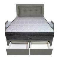 Dormitorio Turin + 4 Cajones 1.5 Plz + Cabecera + Cojin - Gris Oscuro