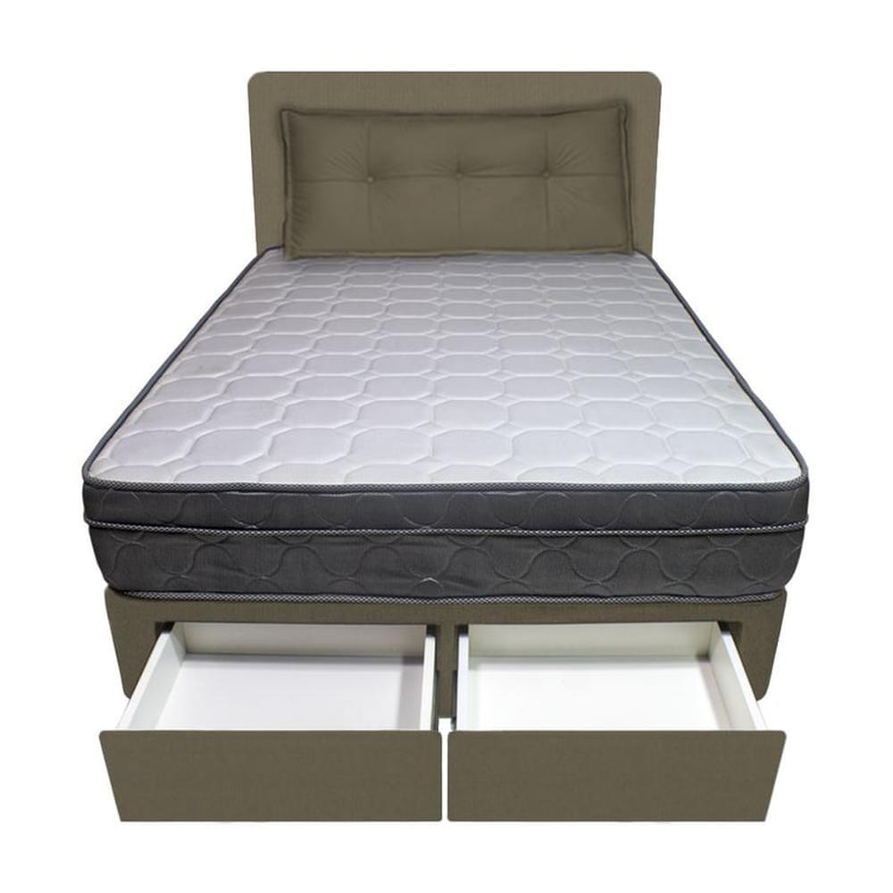 Dormitorio Turin + 2 Cajones 1.5 Plz + Cabecera + Cojin - Beige Oscuro Dormitorio Turin + 2 Cajones 1.5 Plz + Cabecera + Cojin - Beige Oscuro