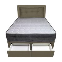 Dormitorio Turin + 2 Cajones 1.5 Plz + Cabecera + Cojin - Beige Oscuro