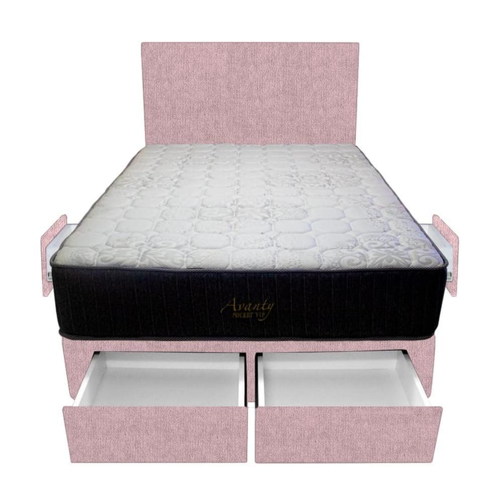 Dormitorio Pocket Vip + 4 Cajones 1.5 Plz + Cabecera - Rosado Dormitorio Pocket Vip + 4 Cajones 1.5 Plz + Cabecera - Rosado