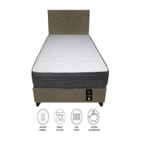Dormitorio Turin 1.5 Plz + Cabecera + 1 Almohada - Beige Oscuro