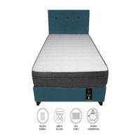 Dormitorio Turin 1.5 Plz + Cabecera + 1 Almohada - Cobalto