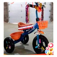 Triciclo Doble Canastilla Niños Infantil Luz Led Azul