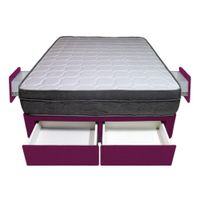 Cama Turin + 4 Cajones 1.5 Plz + 1 almohadas - Purpura