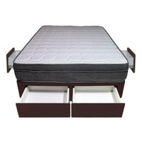 Cama Turin + 4 Cajones 1.5 Plz + 1 almohadas - Chocolate