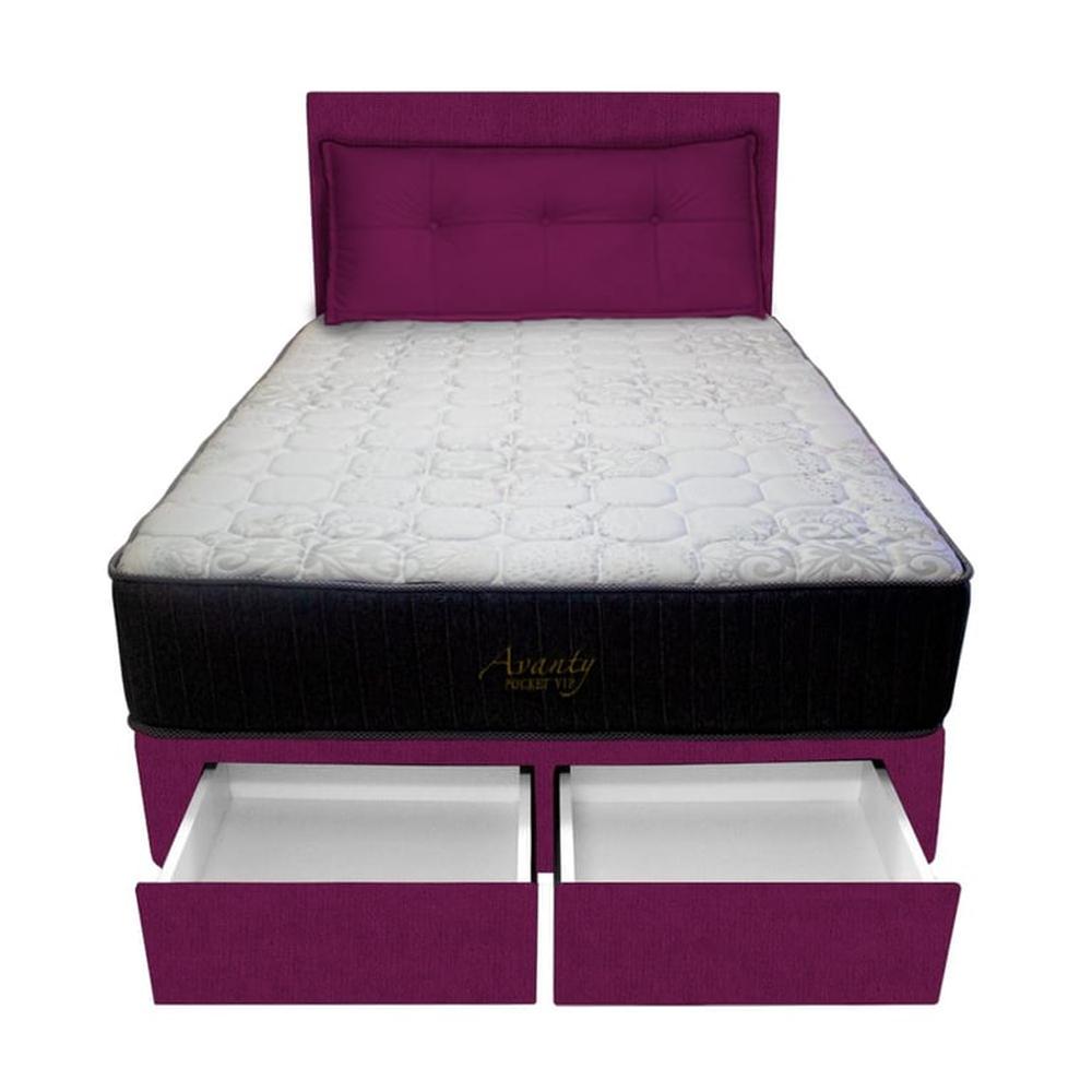 Dormitorio Pocket Vip + 2 Caj. 2 Plz + Cabecera + Cojin - Purpura Dormitorio Pocket Vip + 2 Caj. 2 Plz + Cabecera + Cojin - Purpura