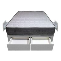 Cama Turin + 4 Cajones 1.5 Plz + 1 almohadas - Gris Claro