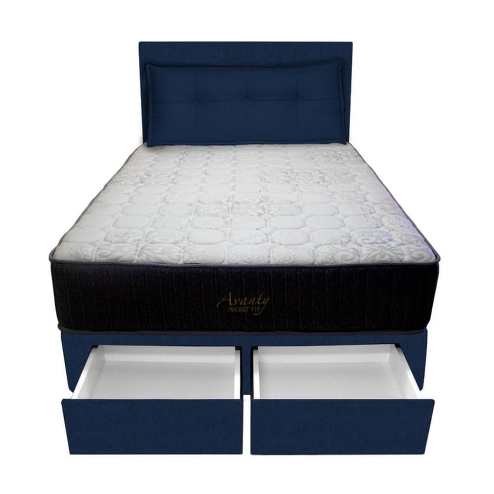 Dormitorio Pocket Vip + 2 Caj. 2 Plz + Cabecera + Cojin - Azul Marino Dormitorio Pocket Vip + 2 Caj. 2 Plz + Cabecera + Cojin - Azul Marino