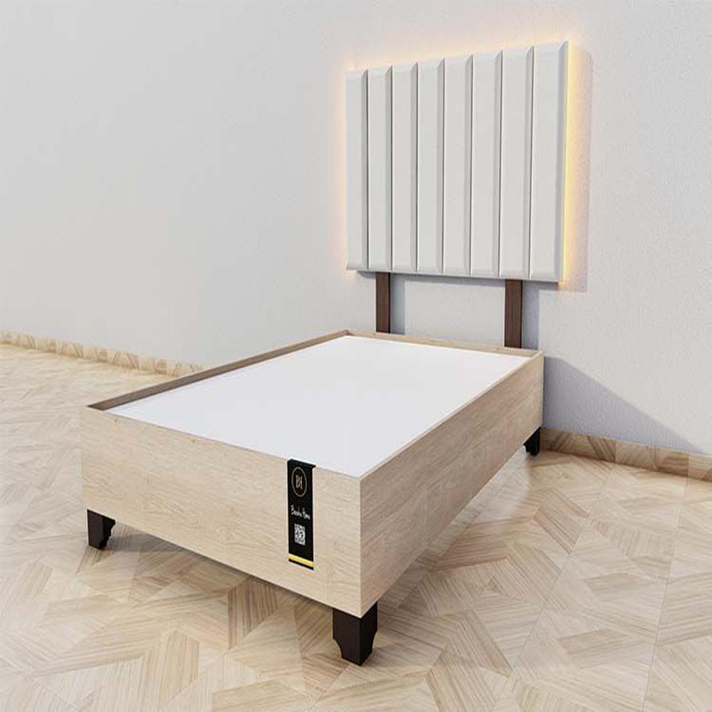 Dormitorio Enns + Cabecera Led Córdoba 2 plz - Beige Claro y Damasco Dormitorio Enns + Cabecera Led Córdoba 2 plz - Beige Claro y Damasco