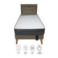 Dormitorio Turin Slim 1.5 Plz + Cabecera + Cojín - Beige Oscuro