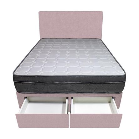 Dormitorio Turin + 2 Cajones 2 Plz + Cabecera - Rosado