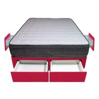 Cama Turin + 4 Cajones 1.5 Plz + 1 almohadas - Rojo