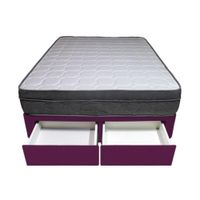 Cama Turin + 2 Cajones 1.5 Plz + 1 Almohada - Purpura