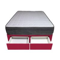 Cama Turin + 2 Cajones 1.5 Plz + 1 Almohada - Rojo