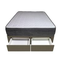 Cama Turin + 2 Cajones 1.5 Plz + 1 Almohada - Beige Oscuro