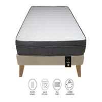 Cama Turin Slim 2 Plz + 2 almohadas - Beige Claro
