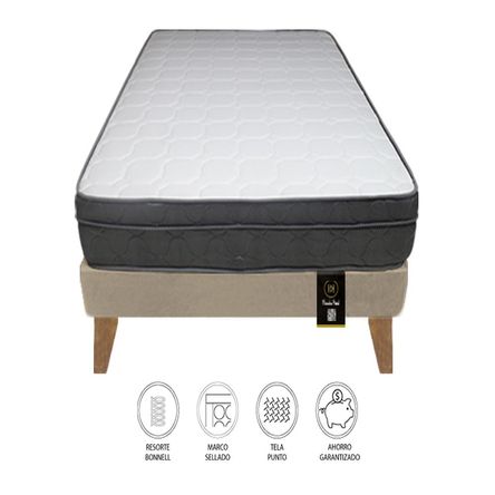 Cama Turin Slim 2 Plz + 2 almohadas - Beige Claro