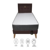 Dormitorio Turin Slim 1.5 Plz + Cabecera + Cojín - Chocolate