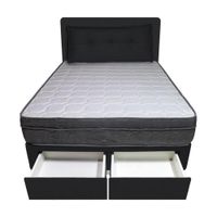 Dormitorio Turin + 2 Cajones 1.5 Plz + Cabecera + Cojin - Negro