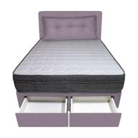 Dormitorio Turin + 2 Cajones 1.5 Plz + Cabecera + Cojin - Lila