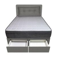 Dormitorio Turin + 2 Cajones 1.5 Plz + Cabecera + Cojin - Gris Oscuro