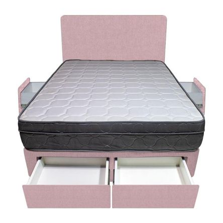 Dormitorio Turin + 4 Cajones 2 Plz + Cabecera - Rosado