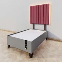 Dormitorio Enns + Cabecera Led Córdoba 1.5 plz - Vino y Gris Grafito