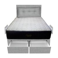 Dormitorio Pocket Vip + 4 Caj. 1.5 Plz + Cabecera + Cojin - Gris Claro