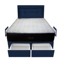 Dormitorio Pocket Vip + 4 Caj. 1.5 Plz +Cabecera + Cojin - Azul Marino