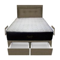 Dormitorio Pocket Vip + 4 Caj. 1.5 Plz +Cabecera +Cojin - Beige Oscuro