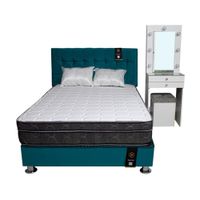 Dormitorio Coquette 2 Plz + Cabecera + Tocador + Puff - Cobalto