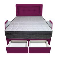Dormitorio Turin + 4 Cajones 1.5 Plz + Cabecera + Cojin - Purpura