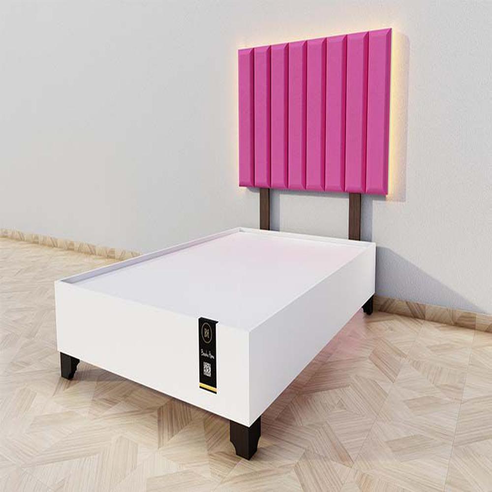 Dormitorio Enns + Cabecera Led Córdoba 2 plz - Fucsia y Blanco Dormitorio Enns + Cabecera Led Córdoba 2 plz - Fucsia y Blanco