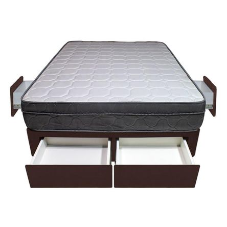 Cama Turin + 4 Cajones 2 Plz + 2 almohadas - Chocolate