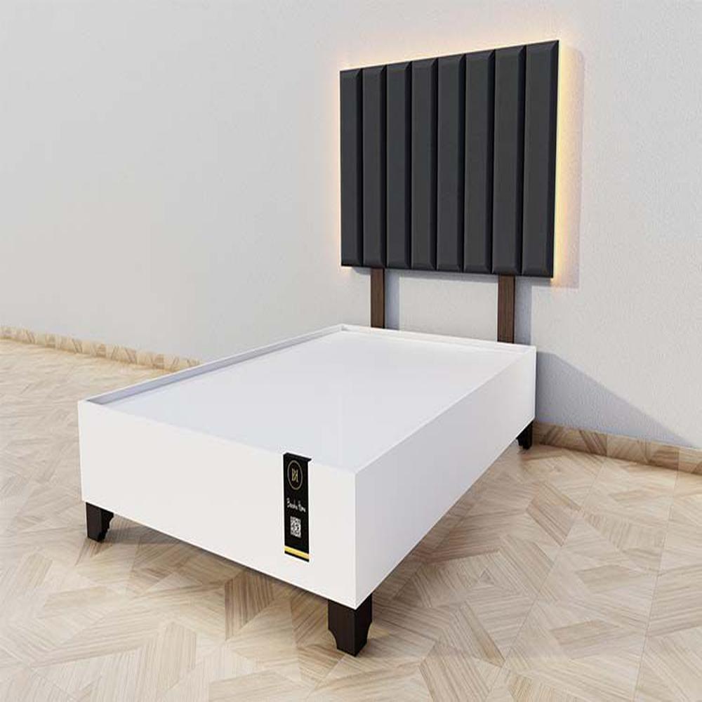 Dormitorio Enns + Cabecera Led Córdoba 2 plz - Negro y Blanco