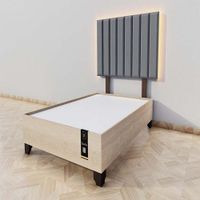 Dormitorio Enns + Cabecera Led Córdoba 1.5 plz - Gris Oscuro y Damasco