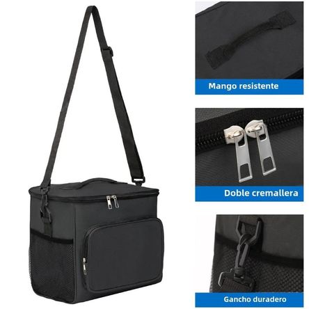 Bolso lonchera fiambrera impermeable termica Negro