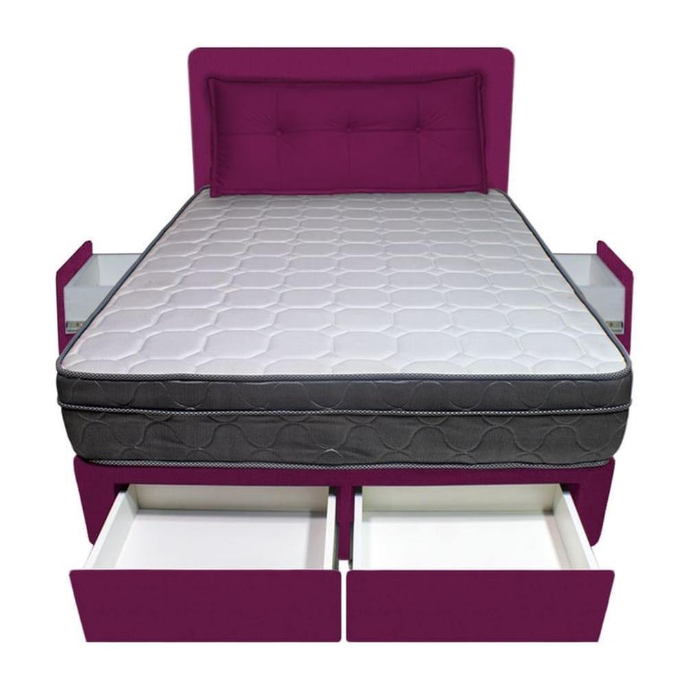 Dormitorio Turin + 4 Cajones Queen + Cabecera + Cojin - Purpura Dormitorio Turin + 4 Cajones Queen + Cabecera + Cojin - Purpura