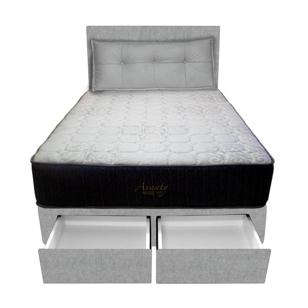 Dormitorio Pocket Vip + 2 Caj. 2 Plz + Cabecera + Cojin - Gris Claro Dormitorio Pocket Vip + 2 Caj. 2 Plz + Cabecera + Cojin - Gris Claro
