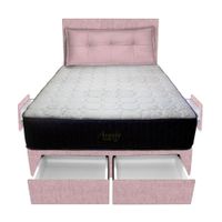 Dormitorio Pocket Vip + 4 Caj. 2 Plz + Cabecera + Cojin - Rosado