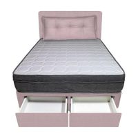 Dormitorio Turin + 2 Cajones 1.5 Plz + Cabecera + Cojin - Rosado