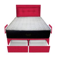 Dormitorio Pocket Vip + 4 Caj. 2 Plz + Cabecera + Cojin - Rojo
